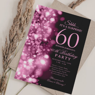 Invitation Fête d'anniversaire 60 ans surprise rose poudrée G