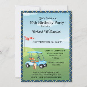 Invitation Fête d'anniversaire 60 ans thème golf hommes