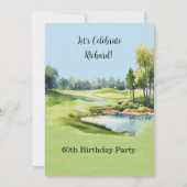 Invitation Fête d'anniversaire 60 ans thème golf hommes (Dos)
