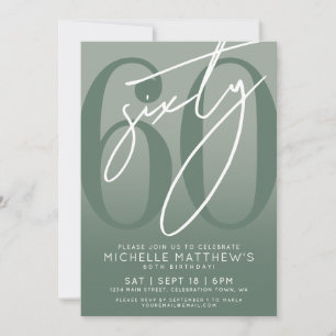 Invitation Fête d'anniversaire 60 ans vert sauge