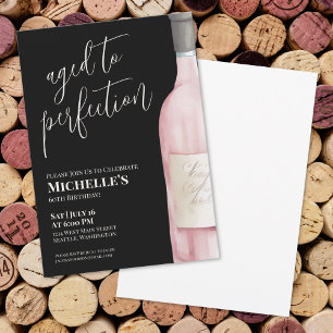 Invitation Fête d'anniversaire 60 ans Wine Black Pink