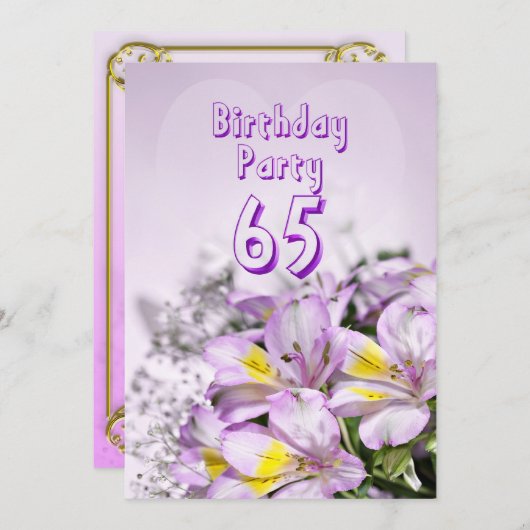 Invitation fête d'anniversaire 65 ans (Devant / Derrière)
