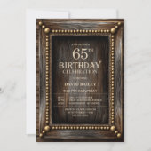 Invitation Fête d'anniversaire 65 ans en Bois Rustique (Devant)