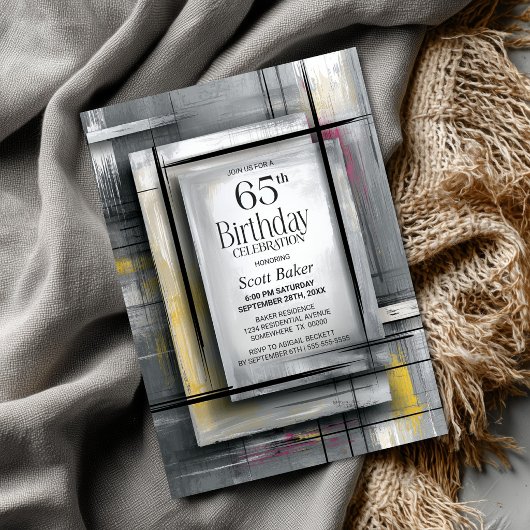 Invitation Fête d'anniversaire 65 ans Gris Moderne