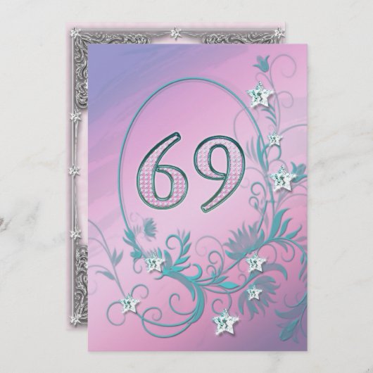Invitation fête d'anniversaire 69 ans (Devant / Derrière)