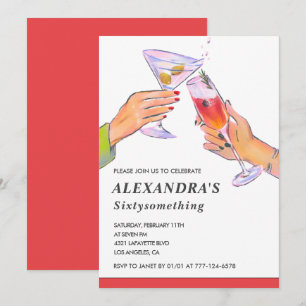 Invitation Fête d'anniversaire 69 ans Cocktail Champagne Drôl