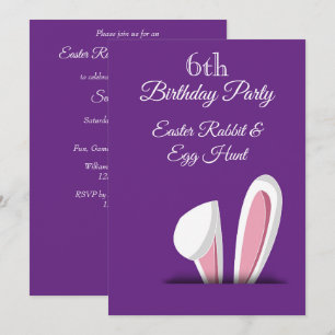 Invitation Fête d'anniversaire 6 ans Chasse de Pâques