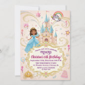 Invitation Fête d'anniversaire 6 ans Château de Conte de Fées (Devant)