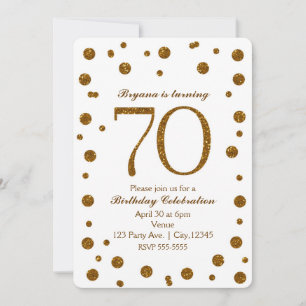 Invitation Fête d'anniversaire 70 ans 70ème paillettes blanc