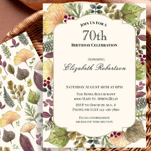 Invitation Fête d'anniversaire 70 ans aux feuilles d'automne