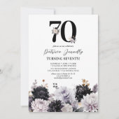 Invitation Fête d'anniversaire 70 ans élégante florale (Devant)