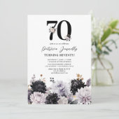 Invitation Fête d'anniversaire 70 ans élégante florale (Debout devant)