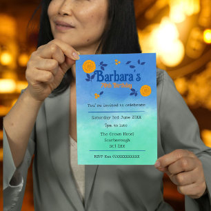 Invitation Fête d'anniversaire 70 ans fleurs floral personnal