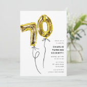 Invitation Fête d'anniversaire 70 ans Minimal Gold 70 Ballon (Debout devant)