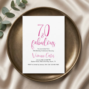 Invitation Fête d'anniversaire 70 ans moderne et fabuleuse ro