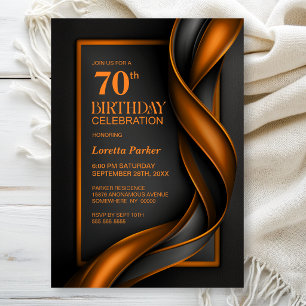 Invitation Fête d'anniversaire 70 ans moderne noir et orange