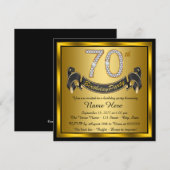 Invitation Fête d'anniversaire 70 ans noir et or (Devant / Derrière)