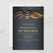 Invitation Fête d'anniversaire 70 ans orange et gris moderne (Devant)