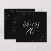 Invitation Fête d'anniversaire 70 ans Silver & Black (Devant / Derrière)