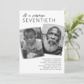 Invitation Fête d'anniversaire 70 ans surprise photo moderne (Debout devant)