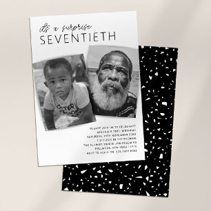 Invitation Fête d'anniversaire 70 ans surprise photo moderne 