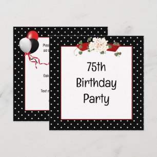 Invitation Fête d'anniversaire 75 ans à pois