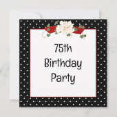 Invitation Fête d'anniversaire 75 ans à pois (Devant)