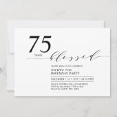 Invitation Fête d'anniversaire 75 ans bénis Noir & Blanc (Devant)