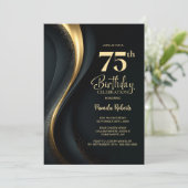 Invitation Fête d'anniversaire 75 ans noir et or (Debout devant)