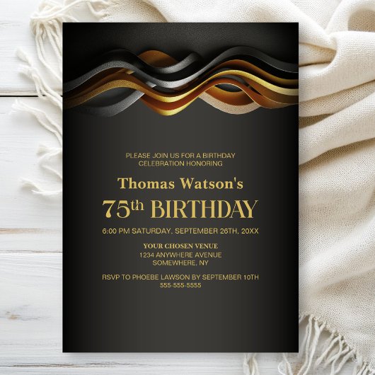 Invitation Fête d'anniversaire 75 ans Orange Moderne