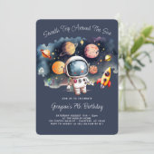 Invitation Fête d'anniversaire 7 ans Planètes Espace (Debout devant)