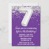 Invitation Fête d'anniversaire 7 ans Purple Silver (Devant)