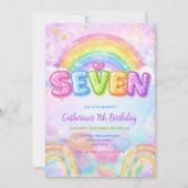 Invitation Fête d'anniversaire 7 ans Sparkle Rainbow (Devant)