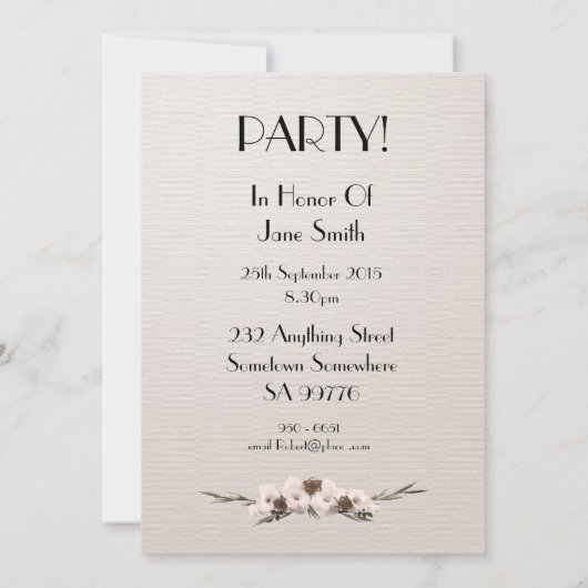 Invitation fête d'anniversaire 80 ans (Dos)