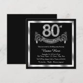 Invitation Fête d'anniversaire 80 ans argent (Devant / Derrière)