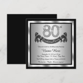 Invitation Fête d'anniversaire 80 ans argent (Devant / Derrière)