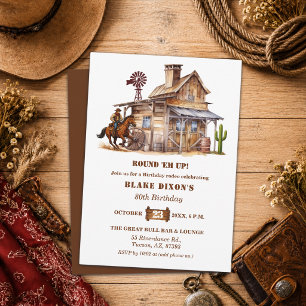 Invitation Fête d'anniversaire 80 ans au Saloon Cowboy de l'O
