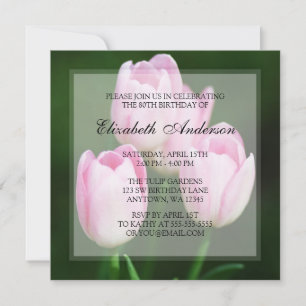 Invitation Fête d'anniversaire 80 ans aux Tulipes Roses