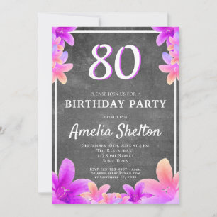 Invitation Fête d'anniversaire 80 ans Bellflowers Floraux Tab