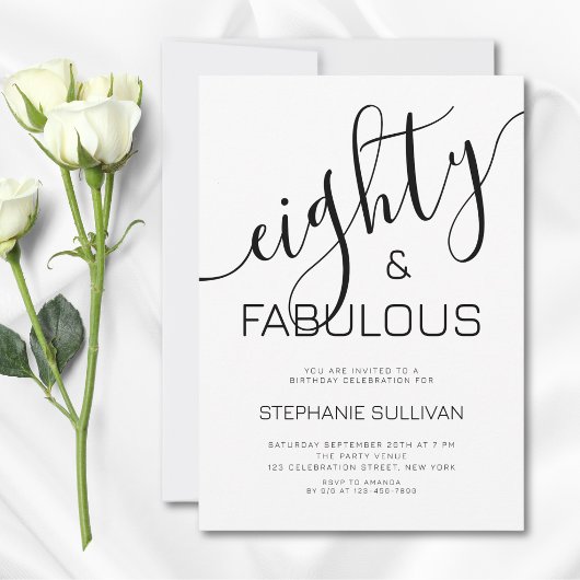 Invitation Fête d'anniversaire 80 ans et fabuleuse