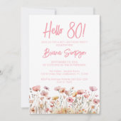 Invitation Fête d'anniversaire 80 ans fleurs roses (Devant)