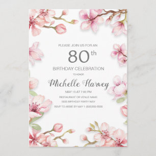 Invitation Fête d'anniversaire 80 ans Floral Garden Spring Pi