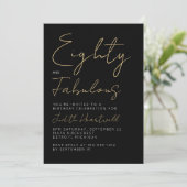 Invitation Fête d'anniversaire 80 ans moderne et fabuleuse or (Debout devant)