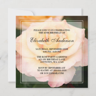 Invitation Fête d'anniversaire 80 ans Peach Pink Rose Flower