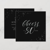 Invitation Fête d'anniversaire 80 ans Silver & Black (Devant / Derrière)
