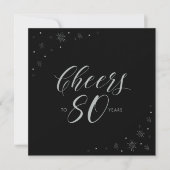 Invitation Fête d'anniversaire 80 ans Silver & Black (Devant)