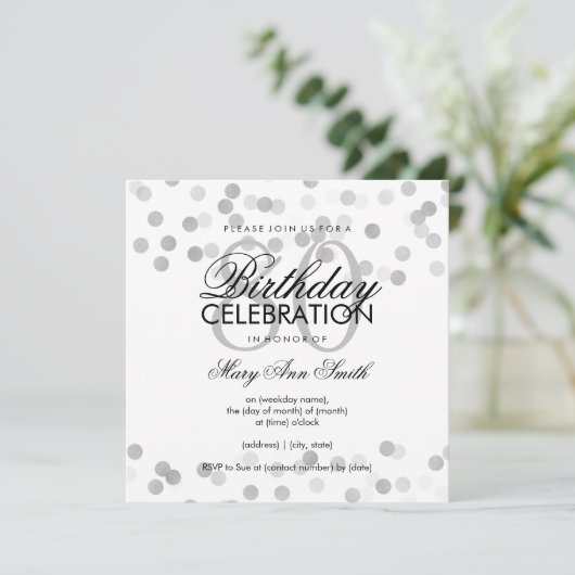 Invitation Fête d'anniversaire 80th Silver Foil Parties scint (Debout devant)