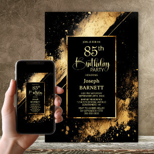 Invitation Fête d'anniversaire 85 ans noir et or