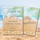 Invitation Fête d'anniversaire 85 ans Plage de sable Chic esp