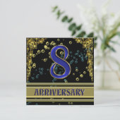Invitation Fête d'anniversaire 8 ans Black and Gold (Debout devant)